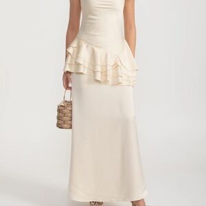Elegant Cream Ruffle Skirt